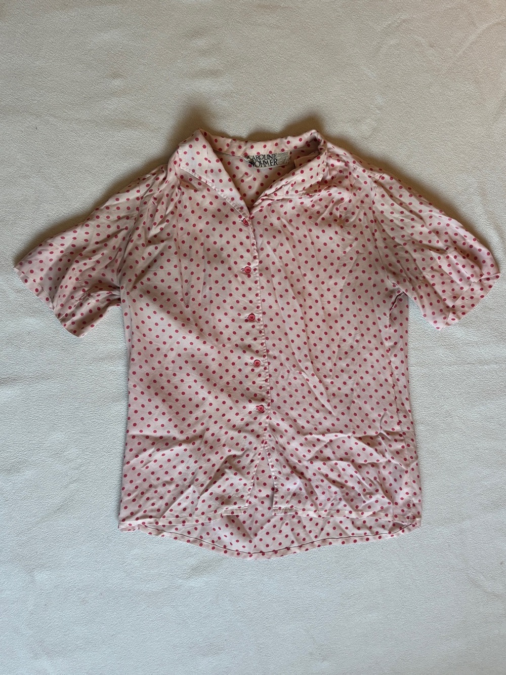 Vintage Pink Polka Dot Button-Up Shirt
